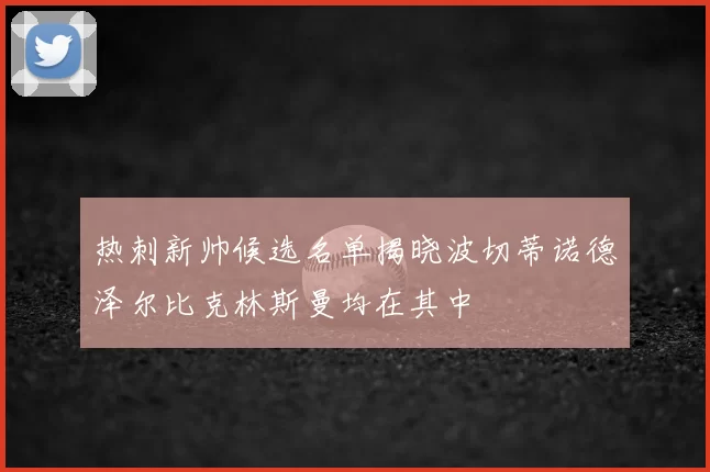 热刺新帅候选名单揭晓波切蒂诺德泽尔比克林斯曼均在其中